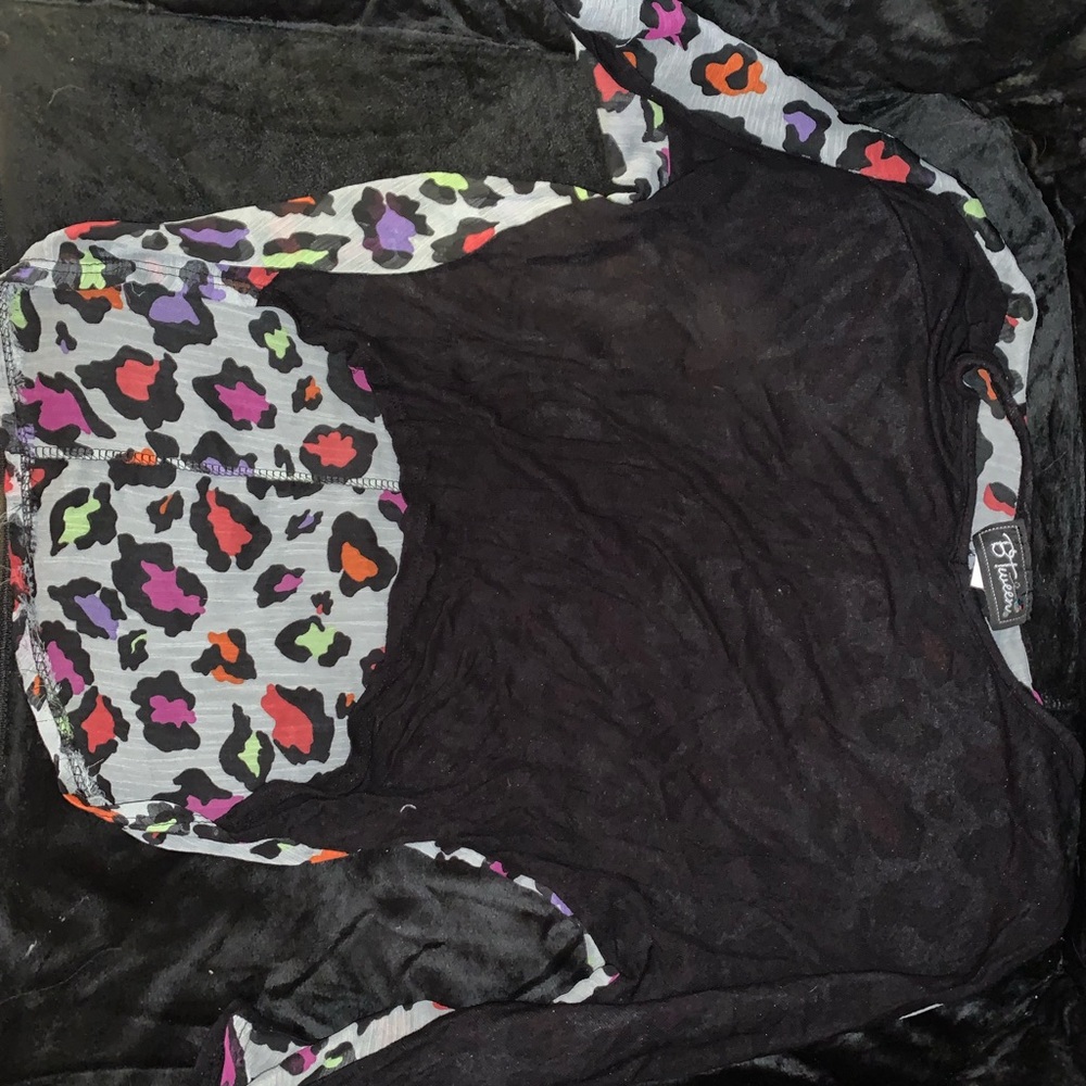 See Through Colored Leopard Blouse